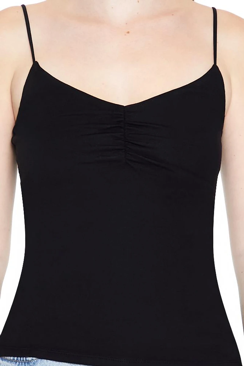 Ruched Rib-Knit Cami