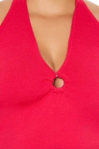 Plus Sweater-Knit Halter Top