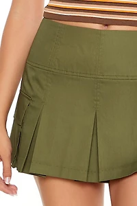 Pleated Cargo Mini Skirt