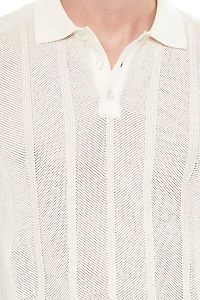 Crochet Sweater-Knit Polo Shirt
