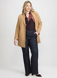 Long Twill Jacket & Flare-Leg Denim Pants