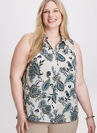 Blouse sans manches à motif paisley