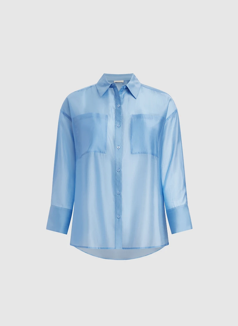 Satin Button-Down Blouse