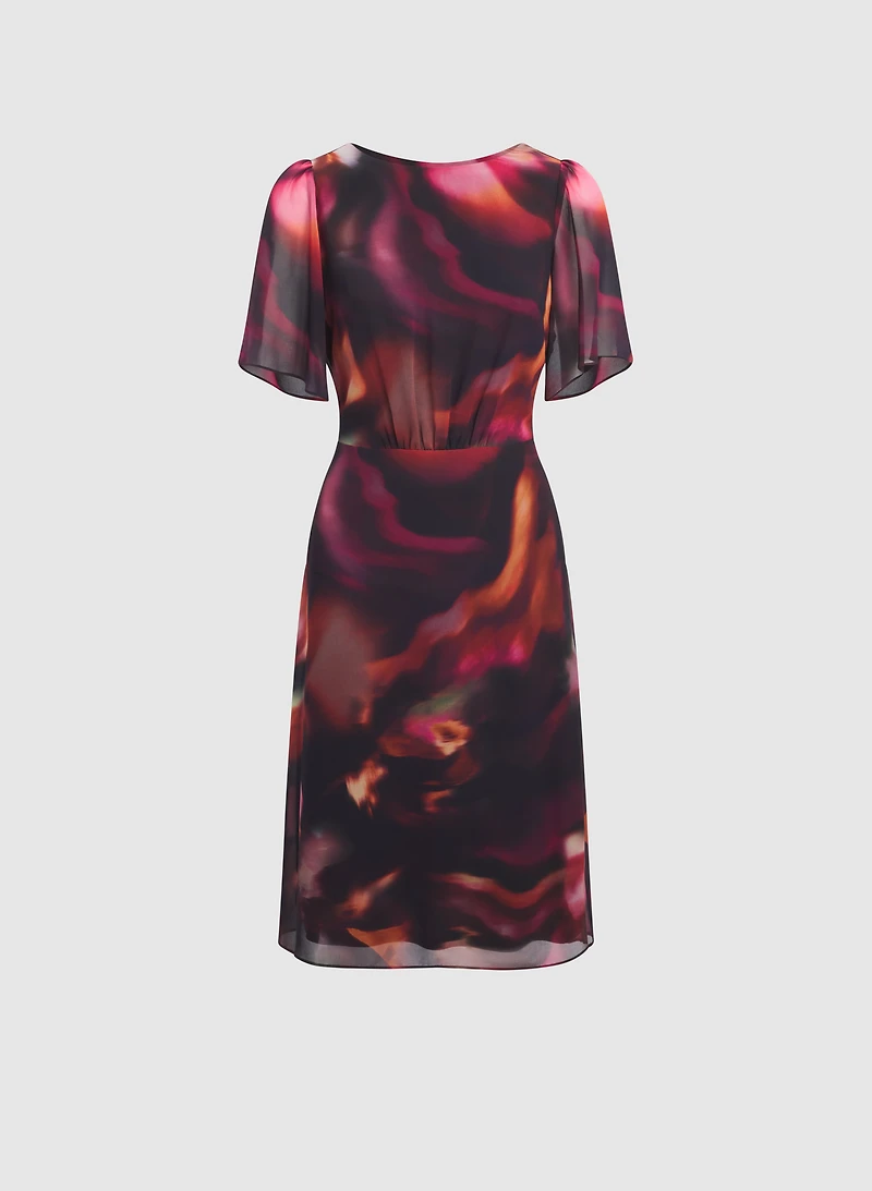 Robe en chiffon à motif abstrait