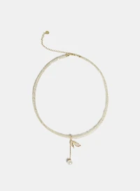 Collier pendentif à feuille et perle