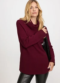 Cowl Neck Waffle Knit Sweater