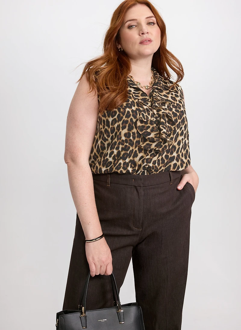 Sleeveless Leopard Print Blouse