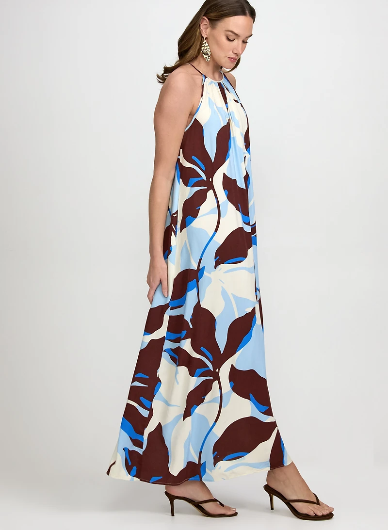 Leaf Print Maxi Dress