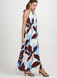 Leaf Print Maxi Dress