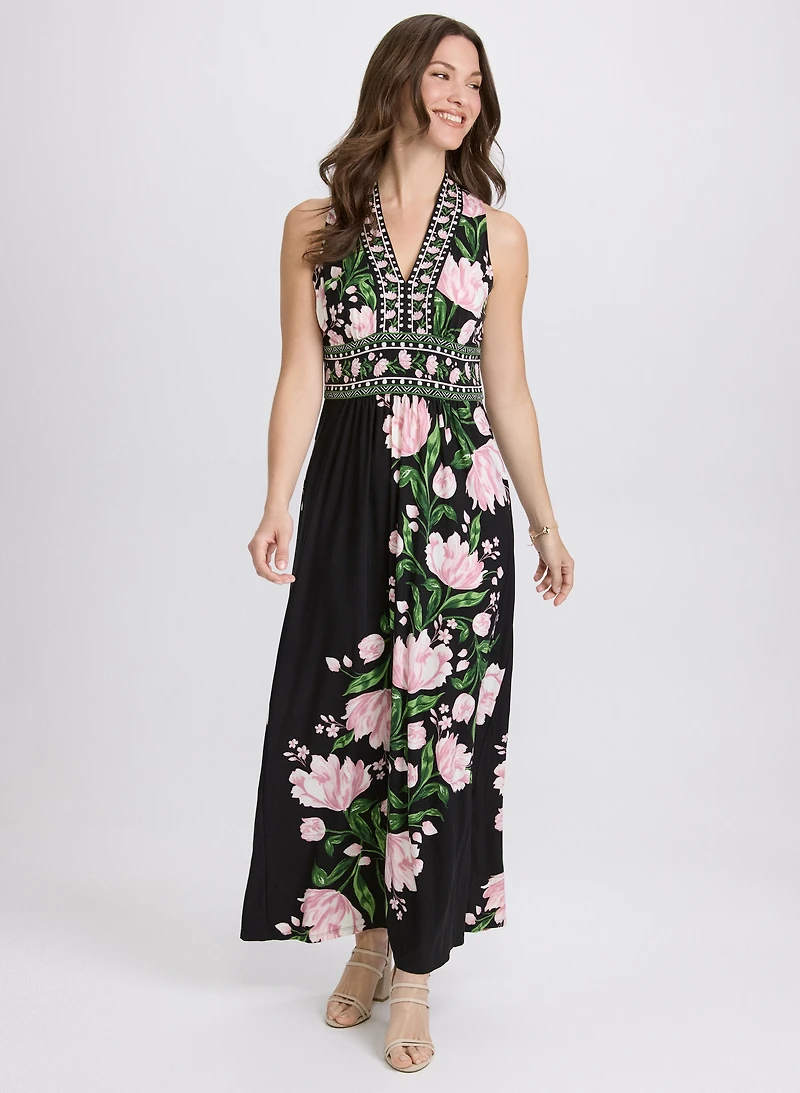 Robe florale à encolure en V