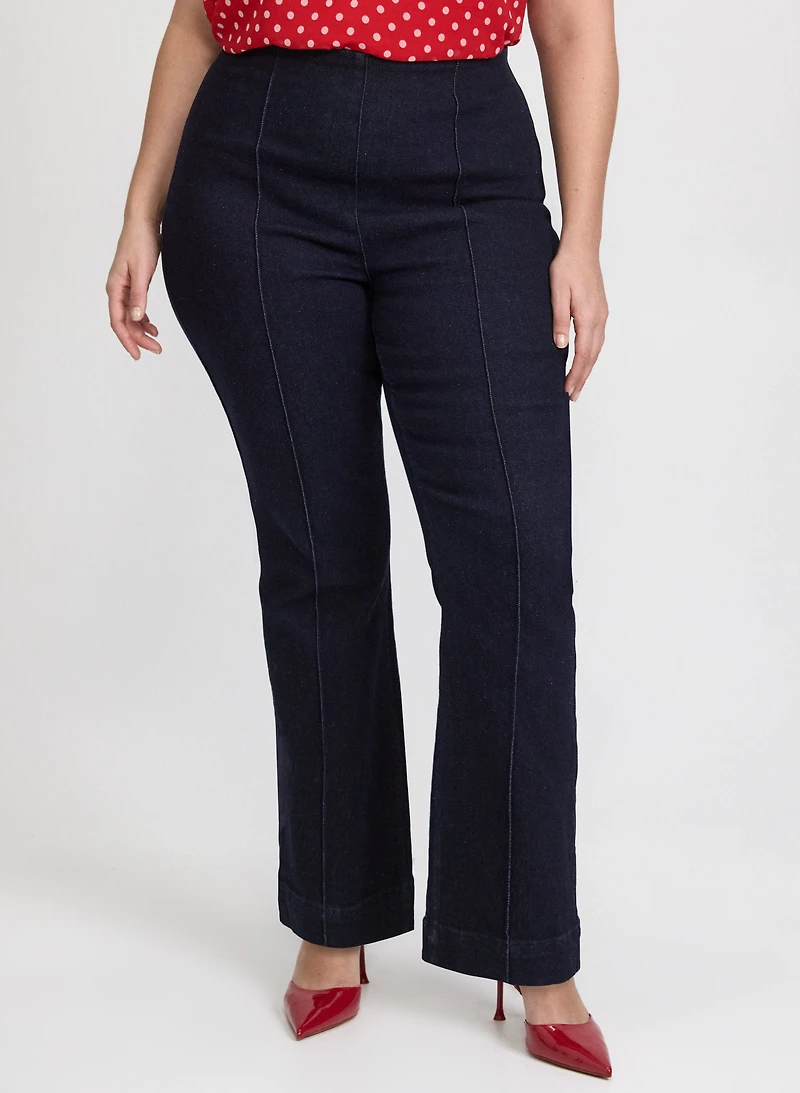 Pinched Seam Flare-Leg Jeans