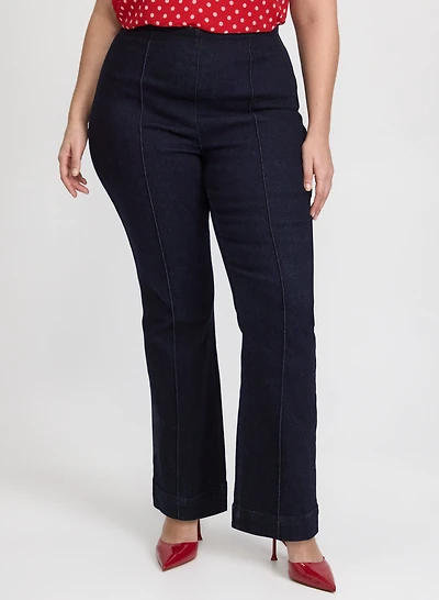 Pinched Seam Flare-Leg Jeans
