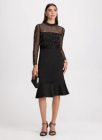 Robe cocktail à pierres et perles