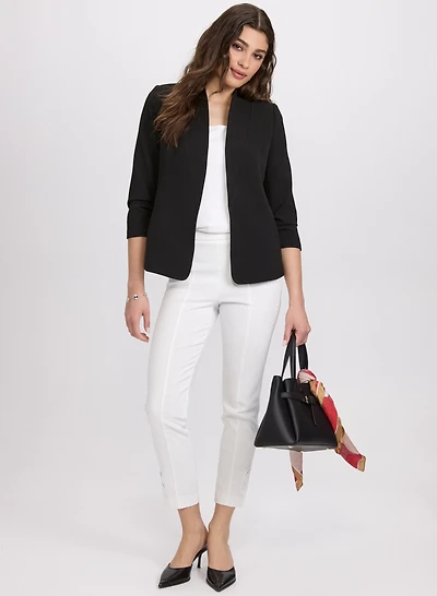 Twill 3/4 Sleeve Blazer & Slim Pull-On Ankle Pants