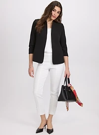 Twill 3/4 Sleeve Blazer & Slim Pull-On Ankle Pants