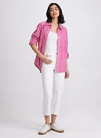 Stripe Print Blouse & Straight-Leg Capris