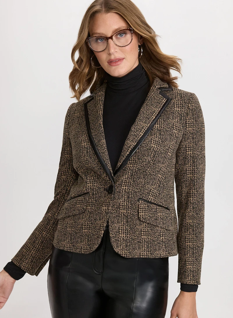Veston à carreaux et cuir végane