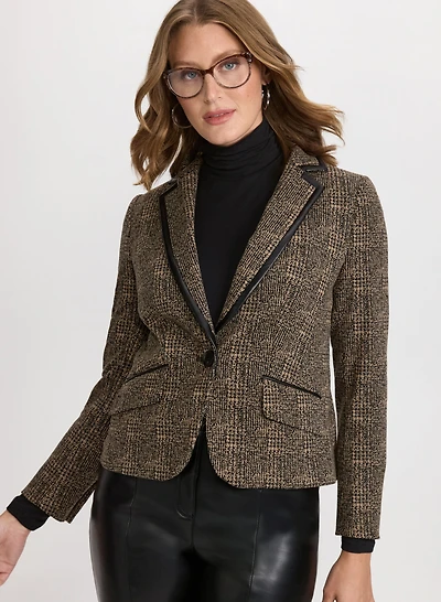 Veston à carreaux et cuir végane
