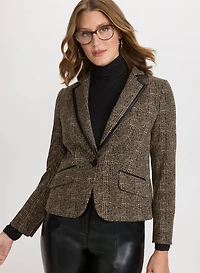 Veston à carreaux et cuir végane