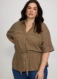 Drawstring Waist Blouse