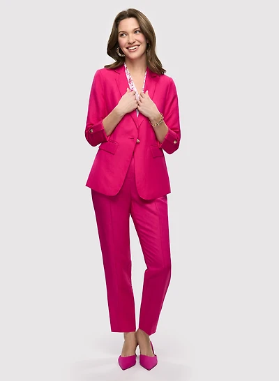 Linen-Blend Blazer & Pull-On Pants