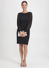 Robe à manches plissés en crêpe