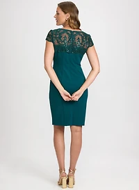 Sequined Lace Yoke Dress