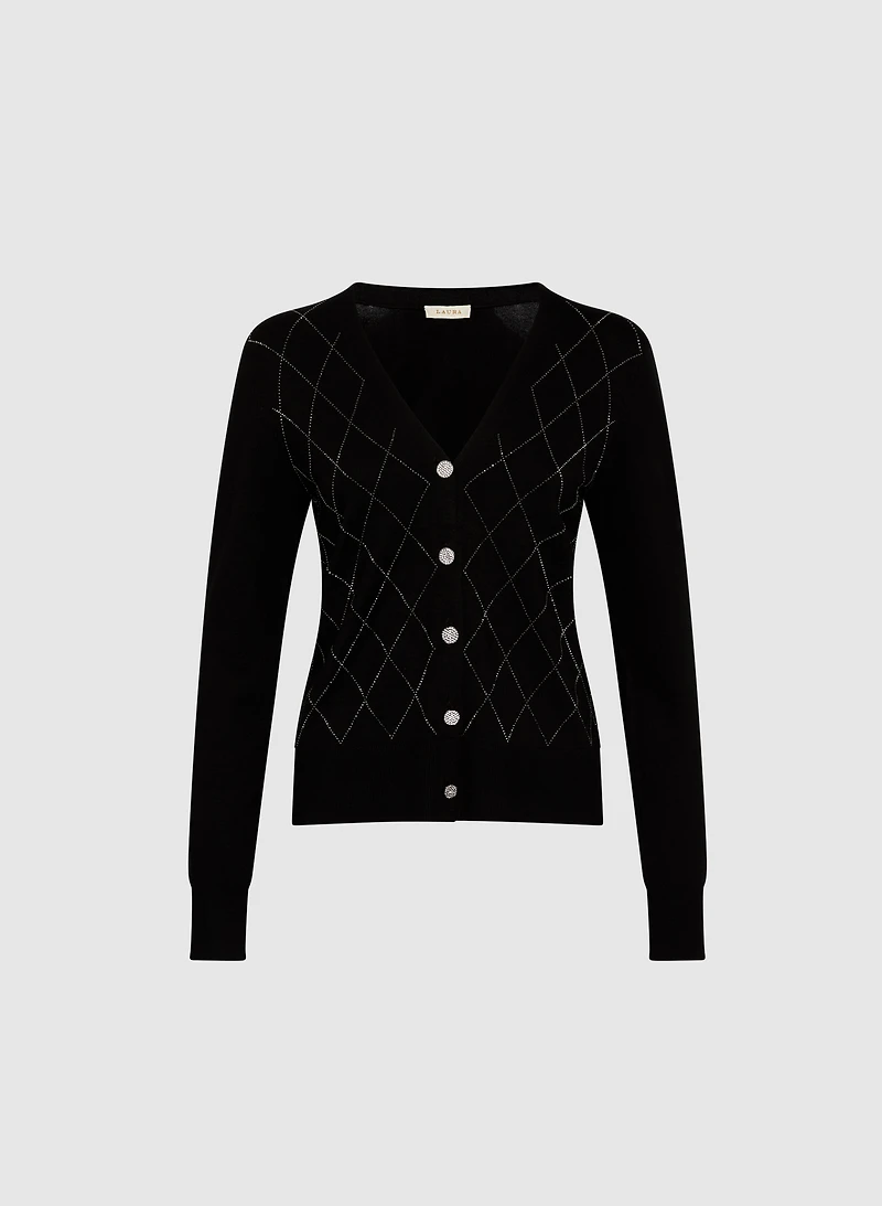 Rhinestone Embellished Cardigan