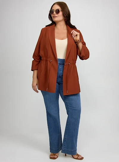 Drawstring Waist Blazer & Pull-On Flare-Leg Jeans