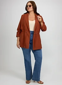 Drawstring Waist Blazer & Pull-On Flare-Leg Jeans