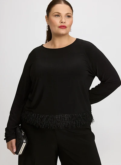 Joseph Ribkoff - Faux-Feather Trim Top