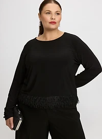 Joseph Ribkoff - Faux-Feather Trim Top