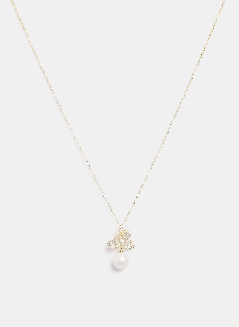 Floral Pearl Drop Necklace