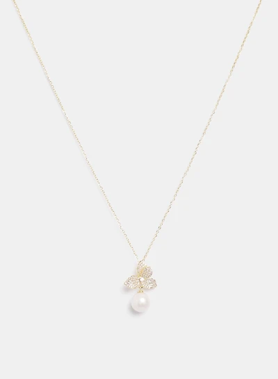 Floral Pearl Drop Necklace