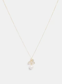 Floral Pearl Drop Necklace