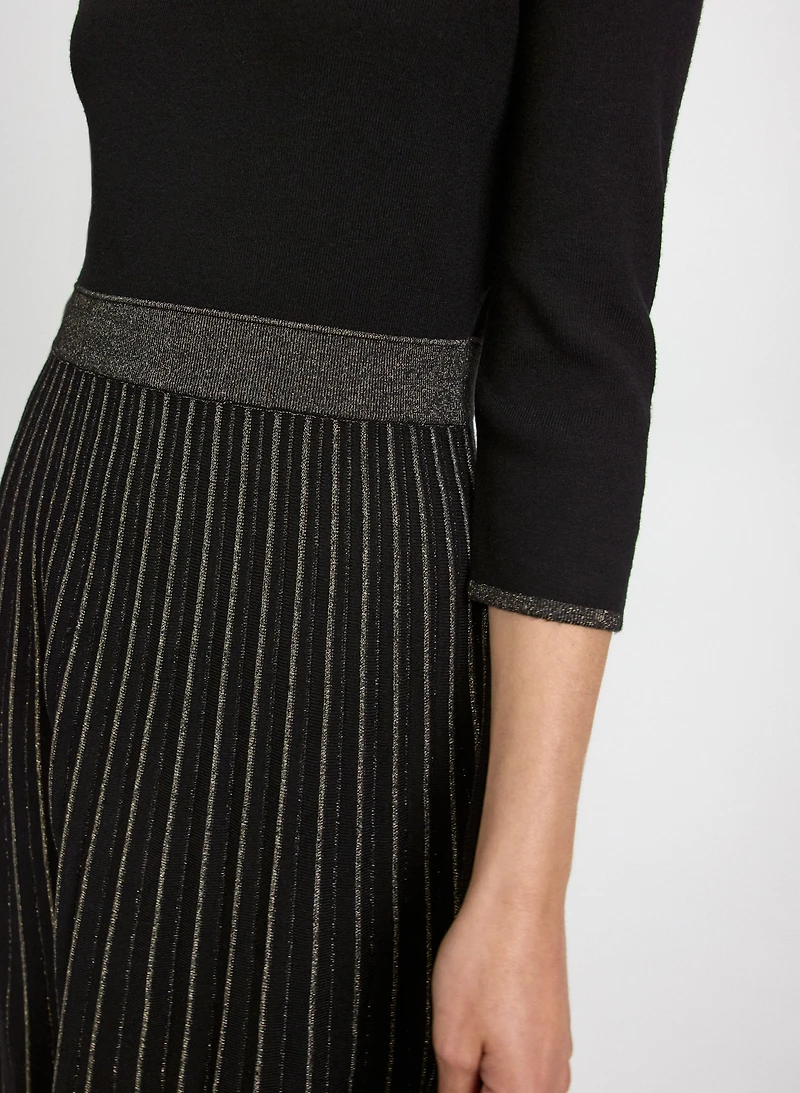 Pleated Metallic Dress
