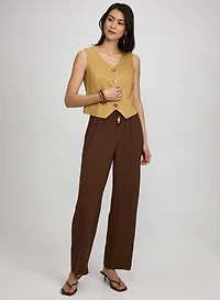 5 / 5 Button Linen-Blend Vest & Crinkled Wide-Leg Pants