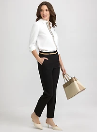 Emma Contrast Trim Slim-Leg Pants