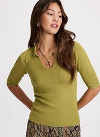 Pull style polo à encolure en V