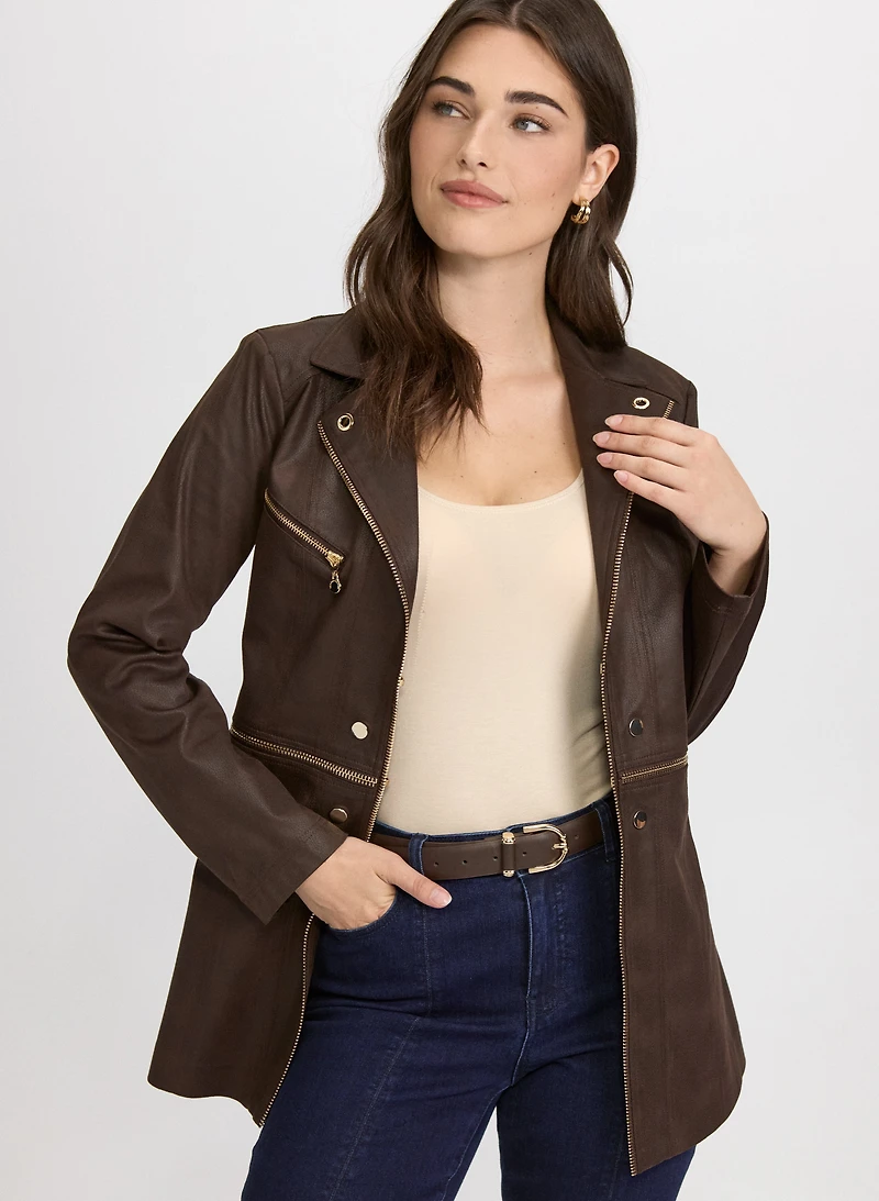 Vex - Veste longue en suède végane
