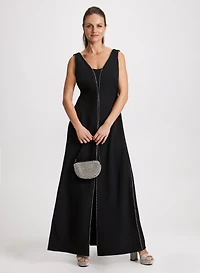 Robe-combinaison de soirée à lisière scintillante