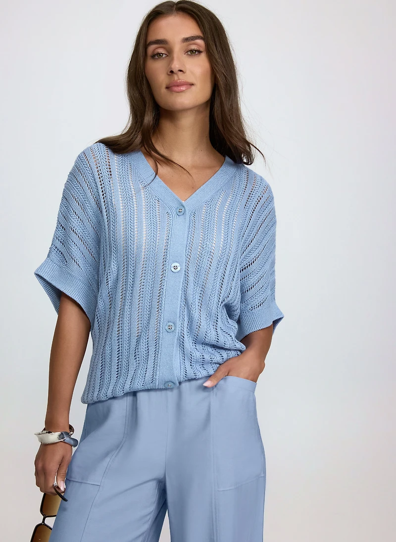 Cardigan court en tricot ottoman