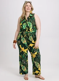 Blouse et pantalon large à motif palmiers