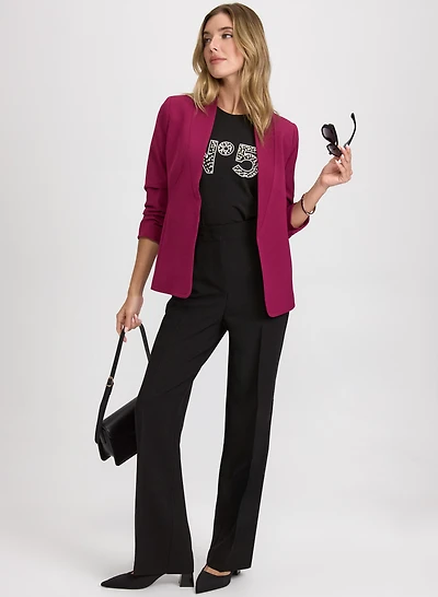 Blazer en twill et pantalon Olivia à jambe large