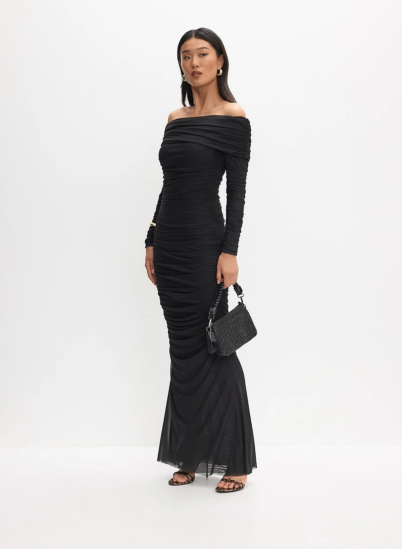 Off-The-Shoulder Ruching Dress