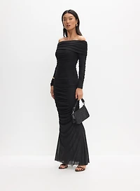 Off-The-Shoulder Ruching Dress