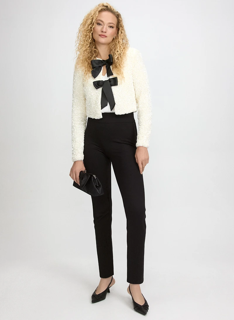 Sequined Velour Jacket & Sofia Metallic Stitch Slim-Leg Pants