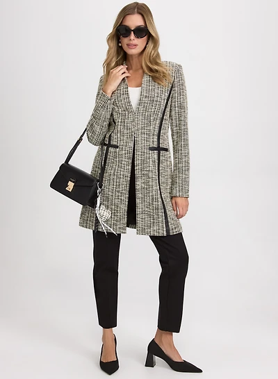 Tweed Open-Front Coat & Sofia Slim-Leg Pants