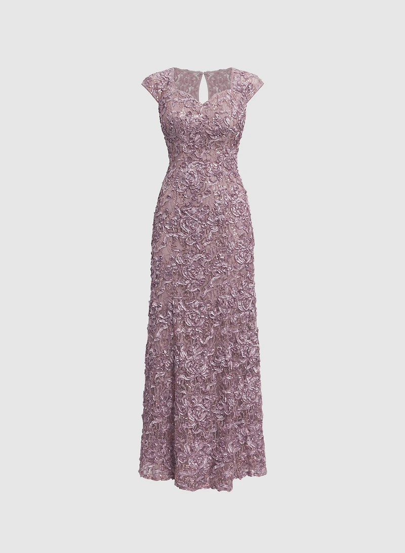Soutache Dress & Chiffon Shawl Set