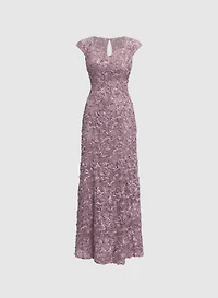Soutache Dress & Chiffon Shawl Set